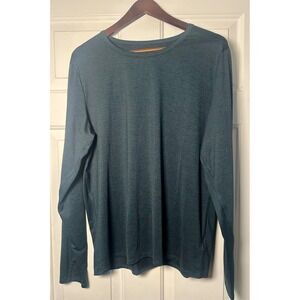 Quince Mens Flowknit Breeze Performance Long Sleeve Tee‎ Shirt L Green Athletic